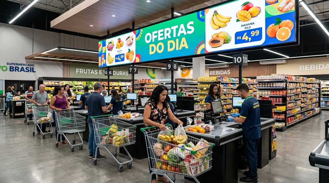 Tela digital em supermercado